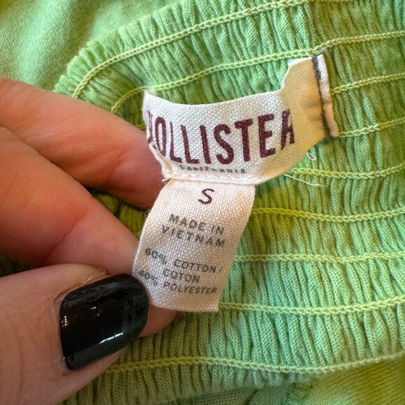 Hollister Green Babydoll Tank Top Y2K Embroidered Size Small - Picture 5 of 7